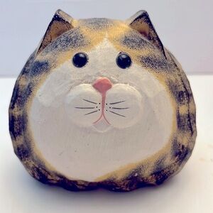 James Haddon Wood Carved Folk Art Kitty Cat